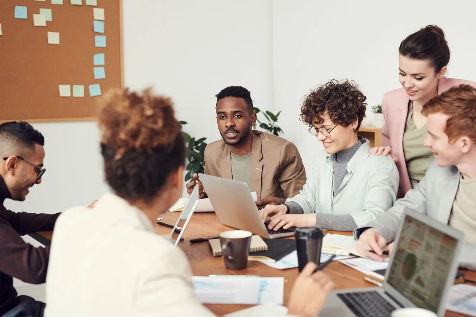 Retail team discussing results around a table